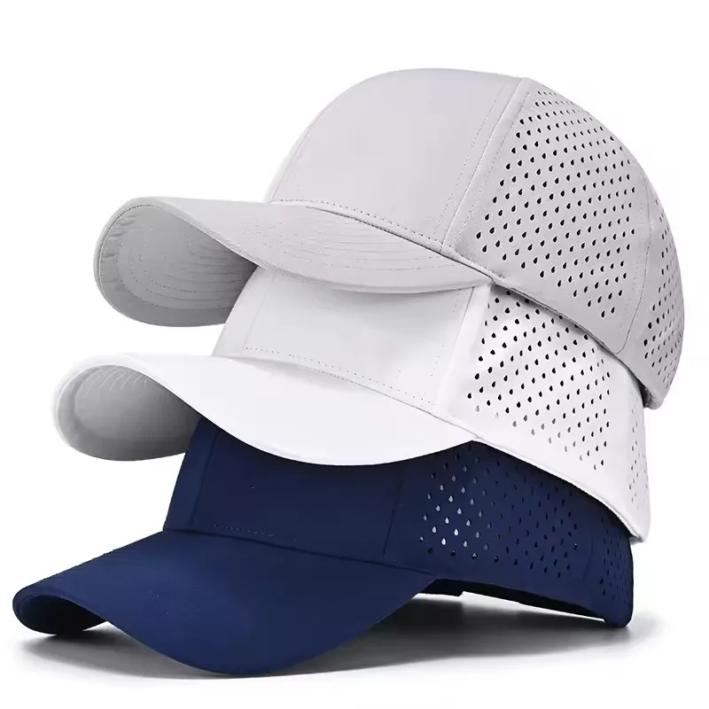 Customized Waterproof Baseball Cap Laser Cut Hole Perforated Hat Perfomance Custom Blank Golf Hats