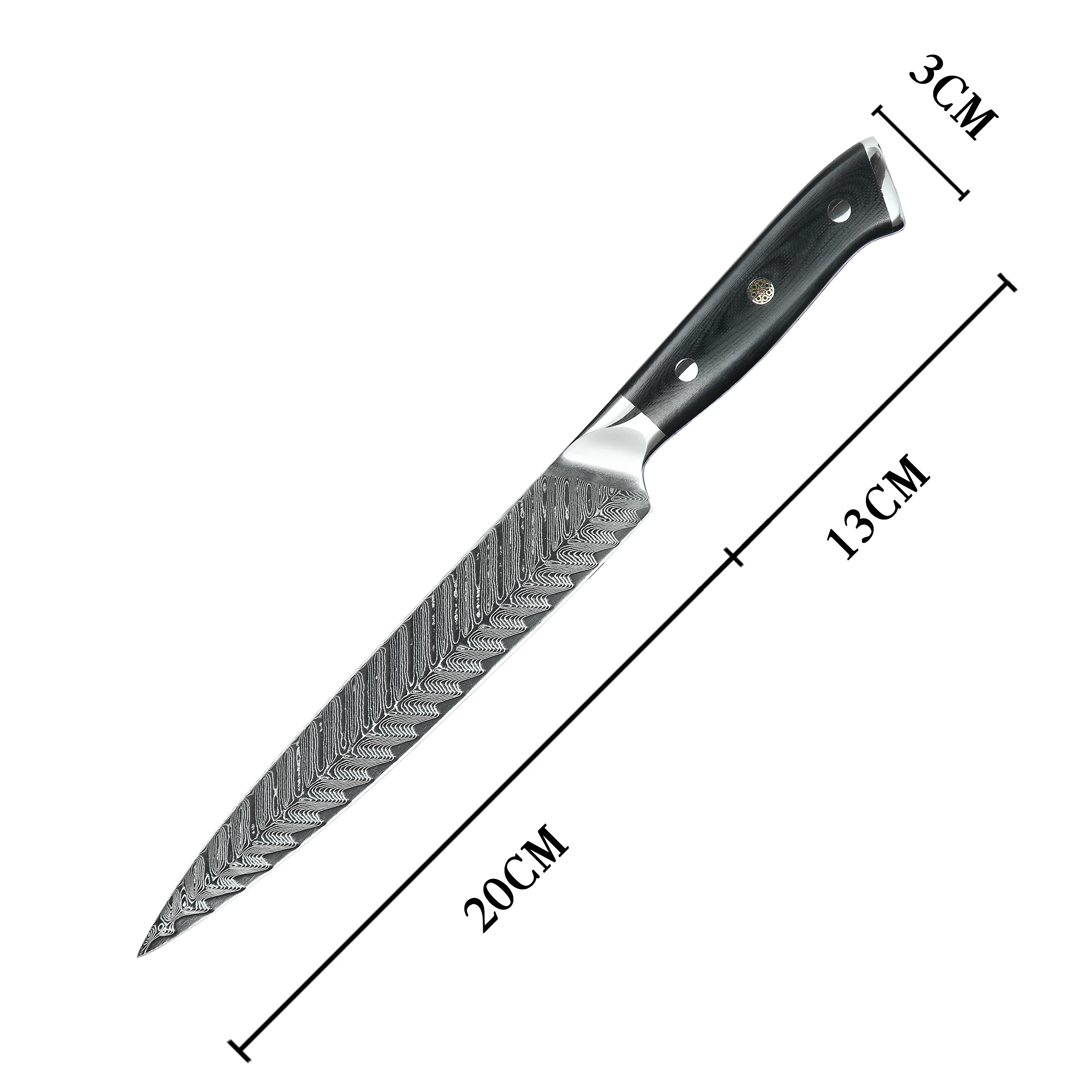 Professional Damascus Kitchen Knives Set 67 Layers Vg10 Japanese Damascus Steel Bread Slicing