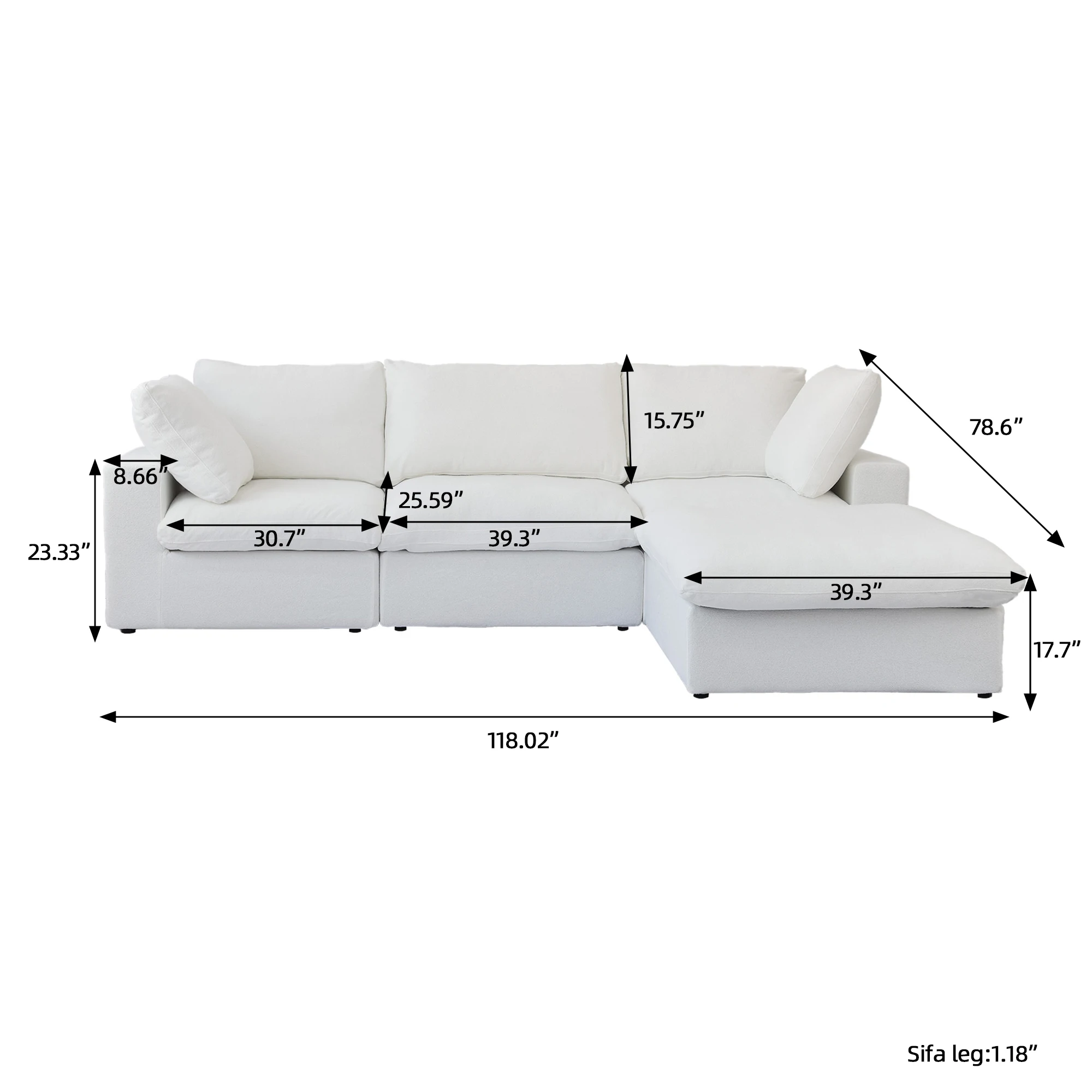 ATUNUS Modular Sectional Sofa Living Room French Furniture Cloud Nordic Modern White Modular Sectional Couch Sofa Sets