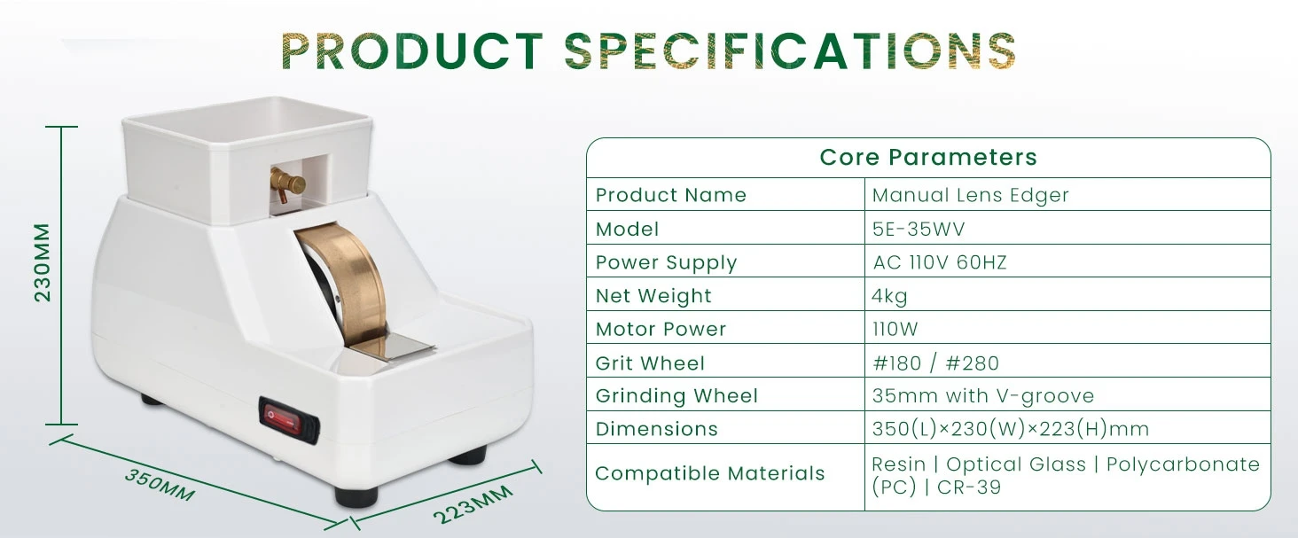 Optical Lens Grinding Machine Manual Hand Lens Edger LY-5E-35WV Eyeglasses Glass Lens Polisher for Sale