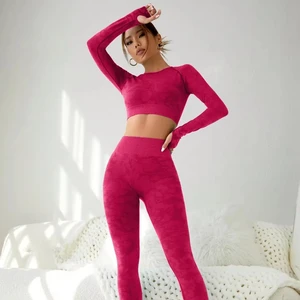 Camouflage Seamless Yoga Suit Long-Sleeved Hip-Lifting Trousers Fitness Suit Tight Training Suit Yoga Sets