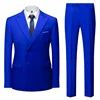 Royal Blue 2 piece trousers set gentleman suit