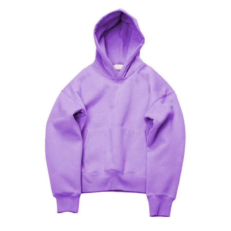 Custom Print Heavy Cotton Fleece Hoodie Wholesale Plain Blank Purple Hoodie No Strings Buy