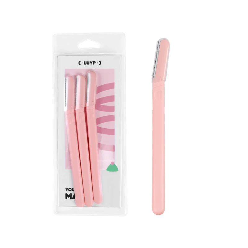 OEM Women's Eco-friendly Portable Dermaplaning Facial Tool 3pcs Stainless Steel Blade Eyebrow Razor Trimmer Metal Plastic Facial He603ce50deff46ebba0a04ad84fe861b0