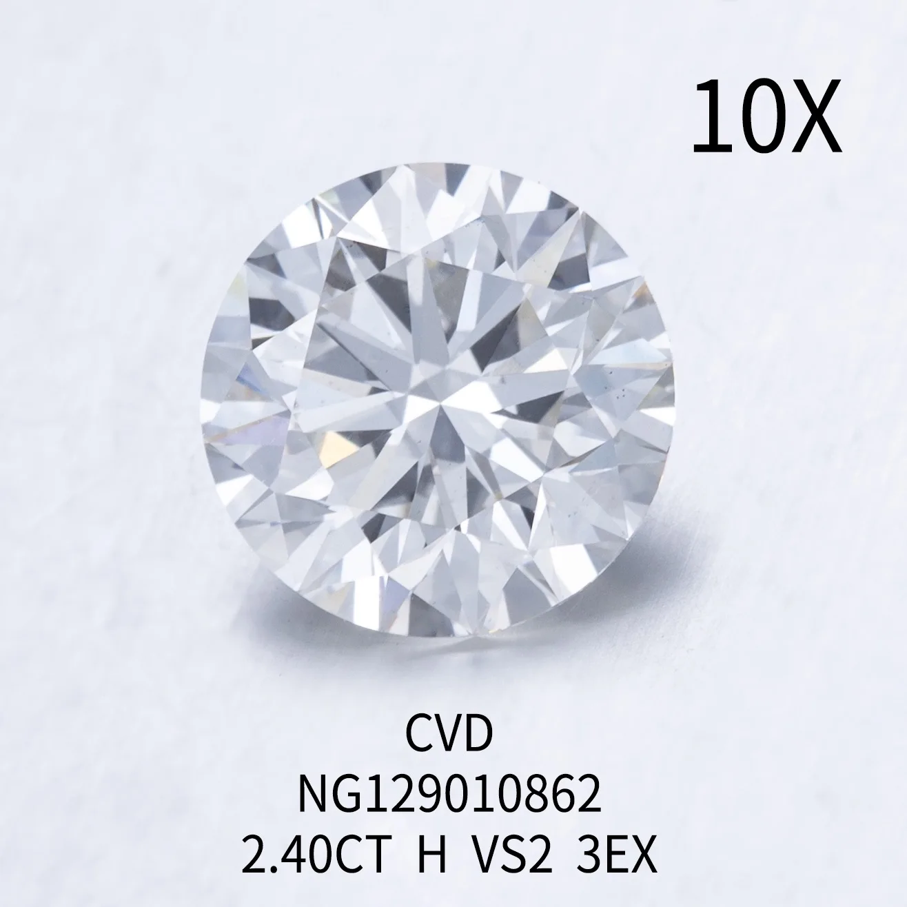 HQ GEMS NGIC CertificateDiamond 2.4カラットHVS2合成ラボが作成した 