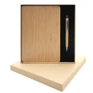Wholesale Eco-Friendly Custom A5 Notebook Set Personalized Bamboo Journal for Business Logo Included Promotional Gift Set