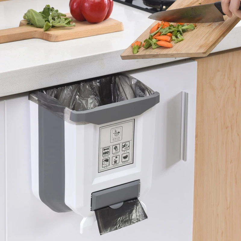 p1236 kitchen folding waste bin cabinet door hanging car waste