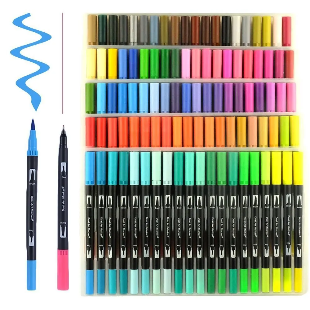 Фломастеры Dual Tip Brush Pens 100 Colors