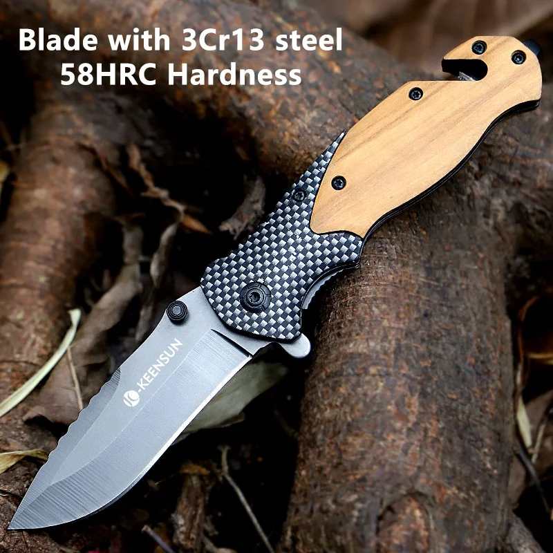 X50 Trending Outdoor Survival Tactical Hunting Pocket Folding Knife with 3Cr13 Blade and Wood Handle OEM for Camping on Sale