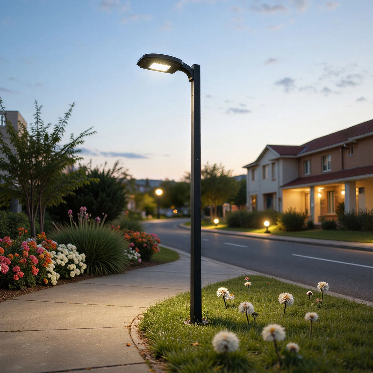 LED Garden Light Outdoor Waterproof Black Standing Landscape Light Modern Simple Residential Park Lighting 3000K 3000 Lumens
