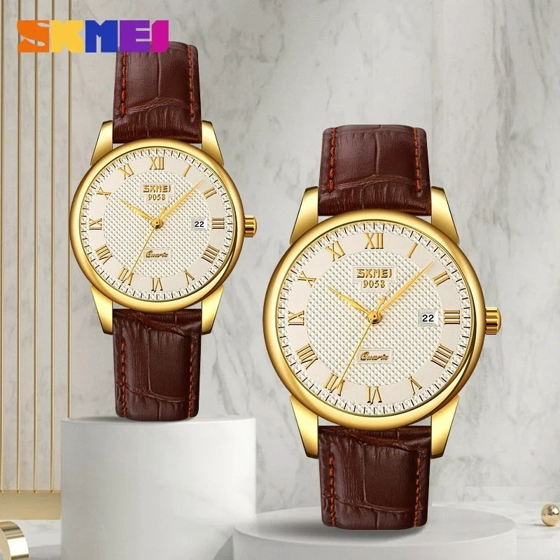 2025 SKMEI 9058 Quartz Business Casual Watch for Men & Women, 30m