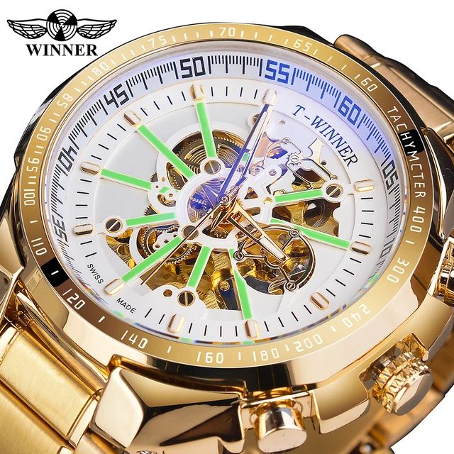 Winner Watch for Men Skeleton Automatic Mens Watches Luxury Waterproof Stainless Steel Mechanical Man Wrist Watch Custom Clock
