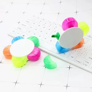 High Quality Cute Custom Logo QR Code Printing Advertising Promotional 5 Colors Flower Highlighter