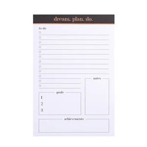 Hot Sale Custom Memo Pad Notepad 2026 New Design Top Glued To-Do List Daily/Weekly Printing A5 and B5 Sizes Spiral Style