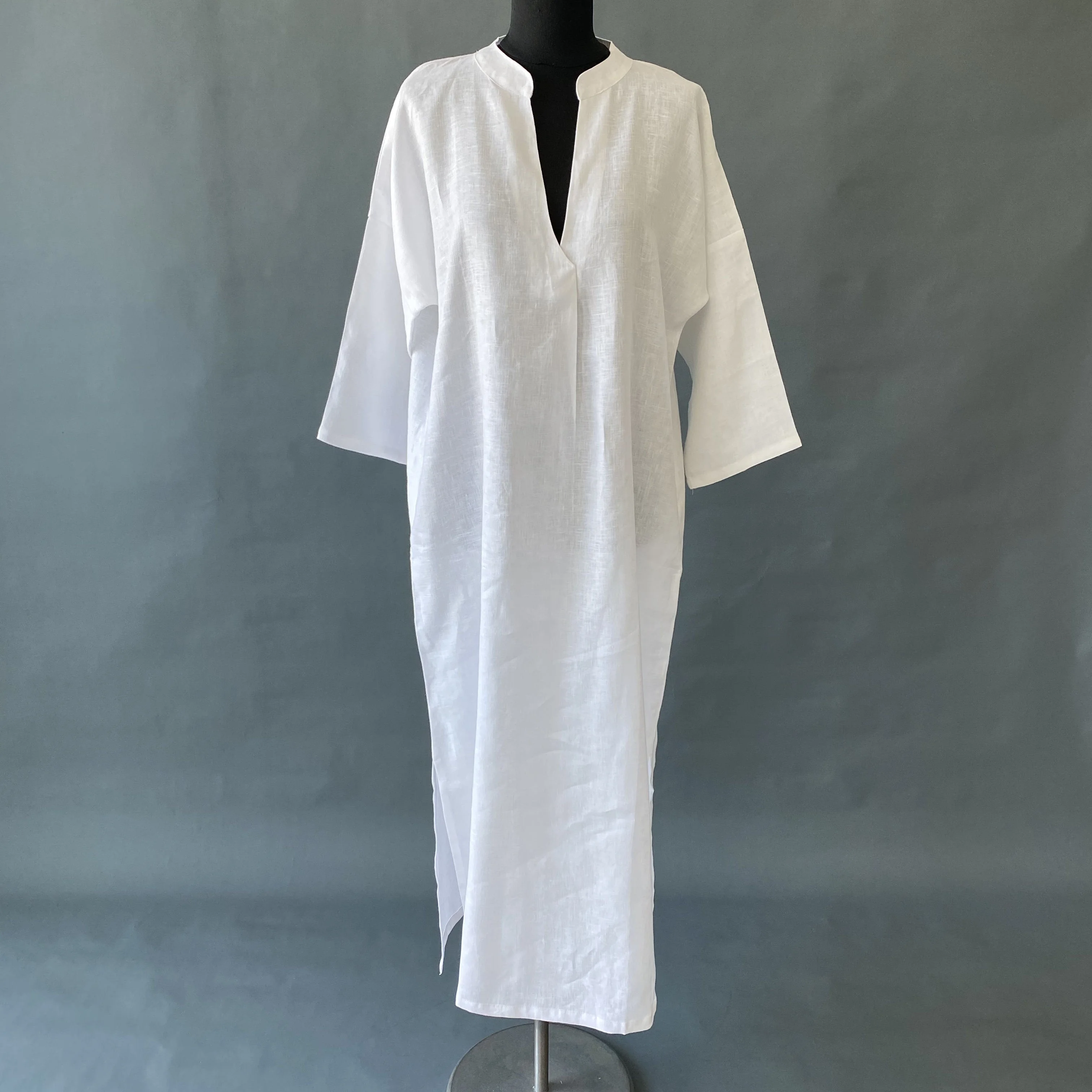 100 Linen Dress Kaftan With Embroidery Buy Embroidered Linen Kaftan