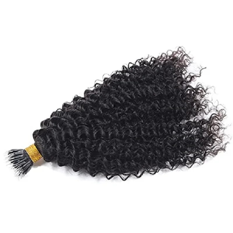 Kinky Curly Nano Ring Human Hair Extension Peruvian Hair 100g 100strands_voghion.com