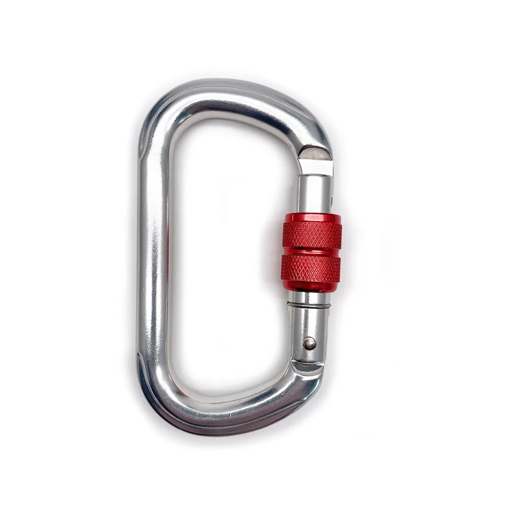 25KN Wholesale Heavy Duty 7075 Aluminium D Shape Flat Safety Snap Hook Custom Climbing 25KN Carabiner