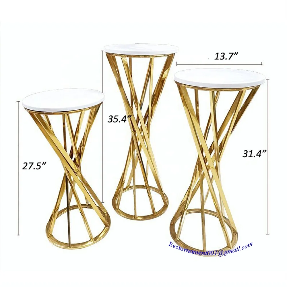 Wedding Decoration Gold Stainless Steel Geometric Cake Metal Table Plinths For Event party Decoration