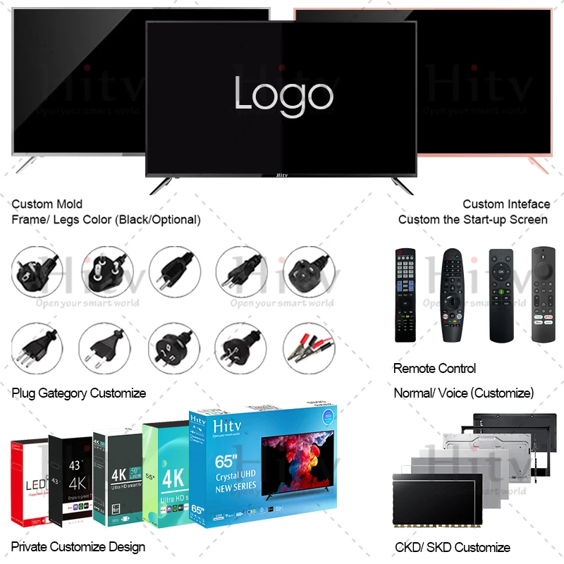 Free Custom Packing 32inch HD LED TV Television Sets 32 36 40 43 Inch 4K Smart TV Wholesale