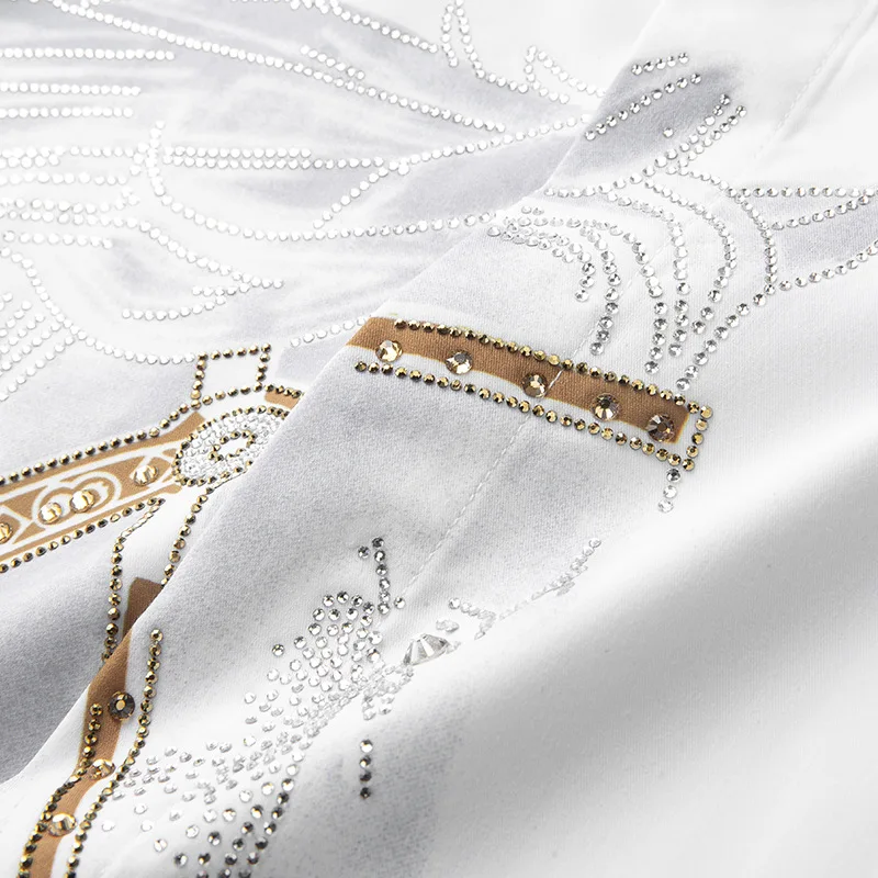 Party Silk Slim Office Men Tee Dress Shirts Casual Wash and Wear Shirts Clothes Business Long Sleeve Printing Shirts