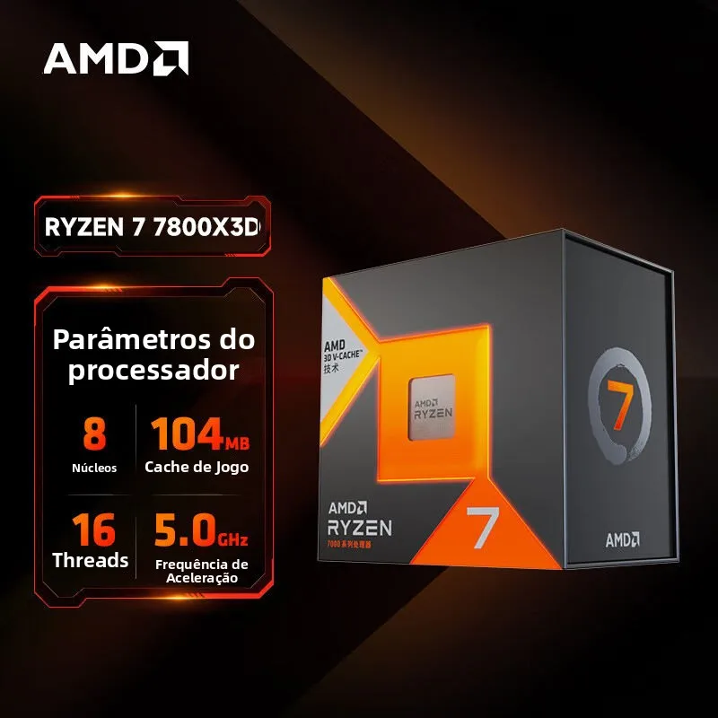 Processador Para Jogos AMD Ryzen 7 7800X3D (R7) 8 Núcleos 16