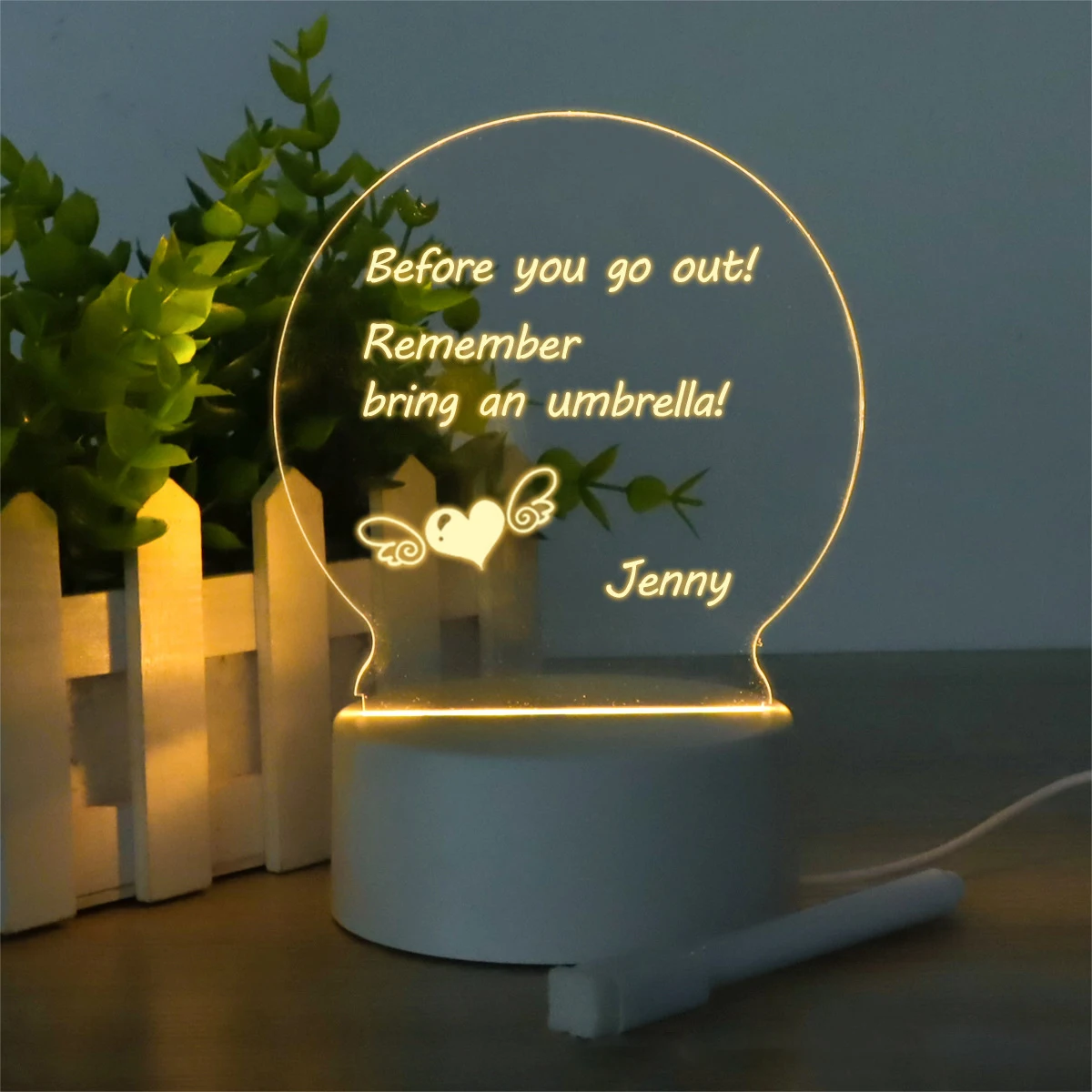 Creative 3D LED Light USB Note Board Night Light With Erasable Pen New Year Gift Message Board Text Board