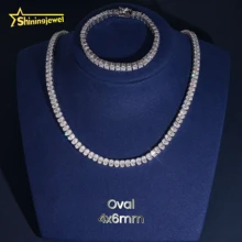 GRA Certification Oval Cut 4X6mm Fancy Shape Tennis Chain 925 Silver Moissanite Tennis Necklace Rapper Jewelry