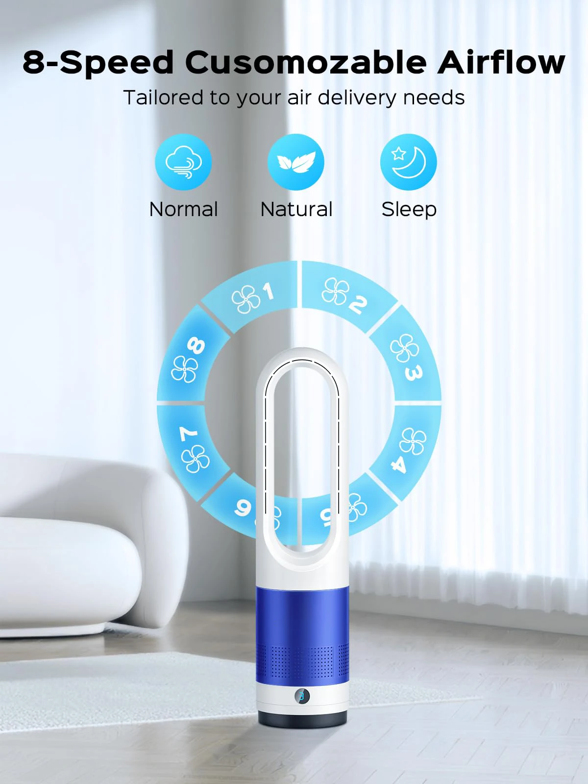 Ihomey Portable High Speed Bladeless Fan Mini Desk Air Cooler