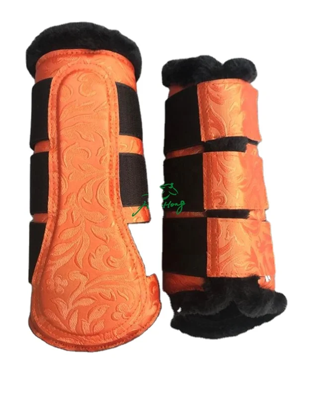 Equestrian Equipment Customize Horse Brushing Boots For Fur Fleece Pu