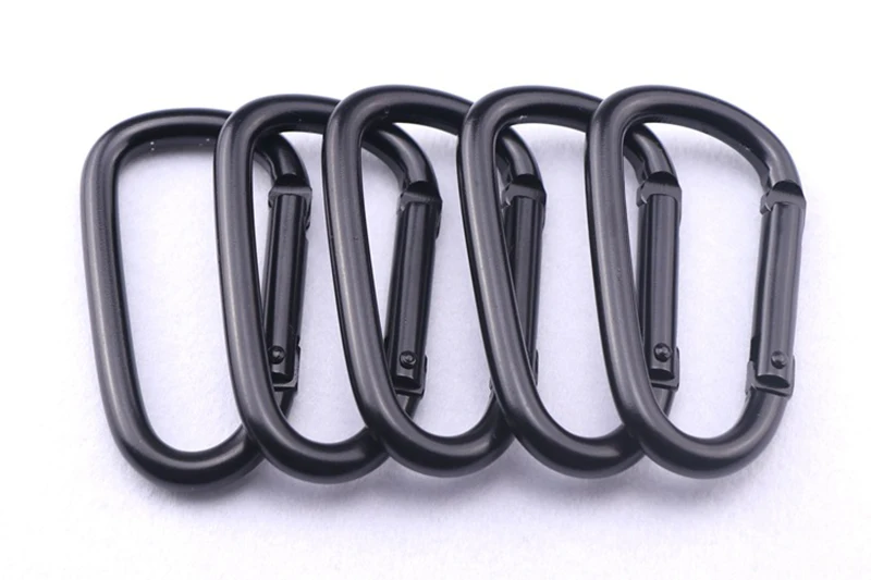 Aluminum Alloy Hooks Custom Logo 7# Promotional Metal  Keychains All Matte Black Carabiner For Fishing Hiking Camping