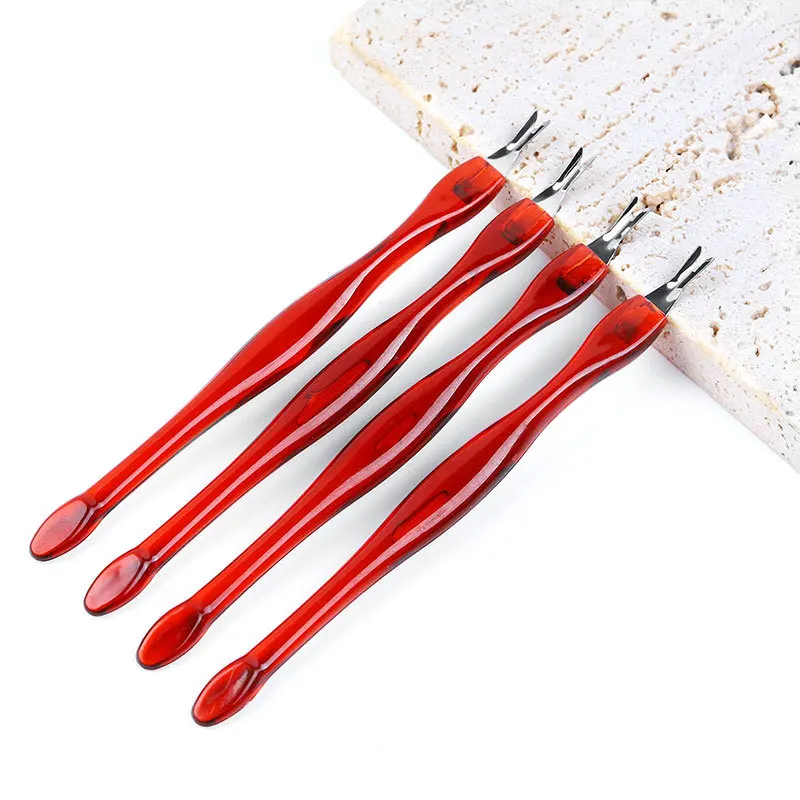 Free Shipping Professional Nail Tool Brown Dead Skin Callus Removal Fork Cuticle Trimmer Remover Pusher