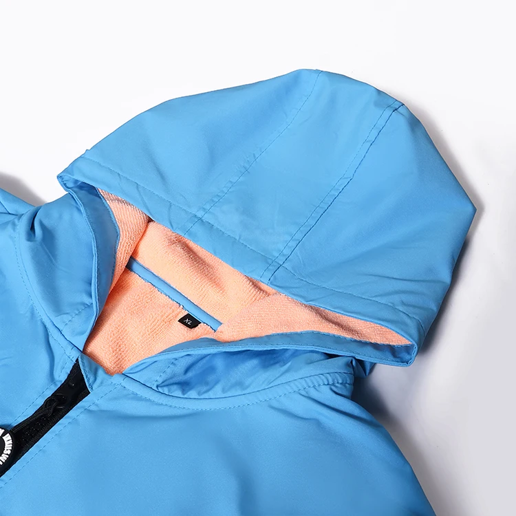 Custom Logo New Design Waterproof Swimming Parka Outdoor Coat Jacket With Hood Swim Changing Robe Wo