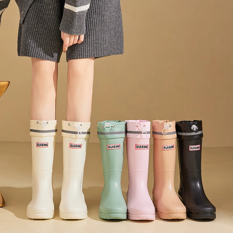 YL190 Customized Color Comfortable Non-slip Outdoor Waterproof Women's PVC Rain Boots for Ladies