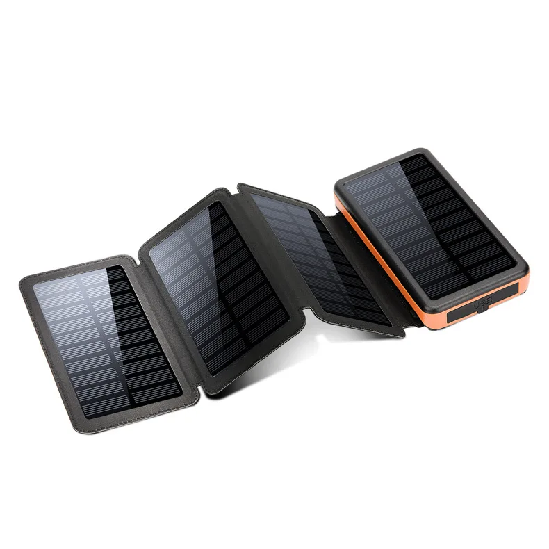 2020  portable waterproof high capacity LED 20000mAh outdoor  DN38 solar charger/ 4 panels power bank