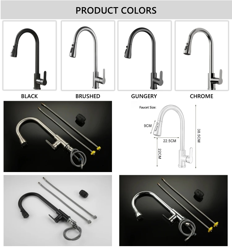 New Stainless Steel 304 Water Tap Modern Kichen Kitchen Taps Brass Pull Out Sprayer Kitchen 7491