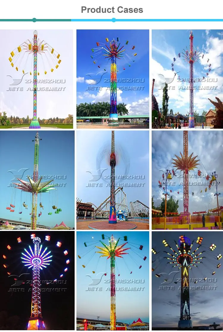 Thrilling Amusement Park Outdoor For Adult Rides Attractive Sky Flying Drop Tower Ride For Sale