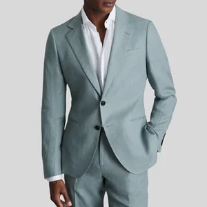 2026 Men's British Savile Street Style Surgeon's Cuffs Breathable Plus Size Fashion Costume Single Breasted Business Party 2 Pcs