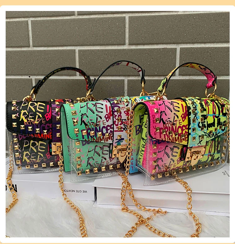 trendy bag famous brand crossbody purses and handbags luxury women graffiti jelly hand bags