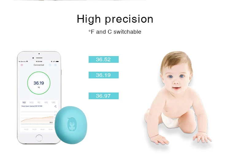 Wireless Baby's Temperature Remote Control Monitoring Wearable Smart Digital Thermometer for Baby