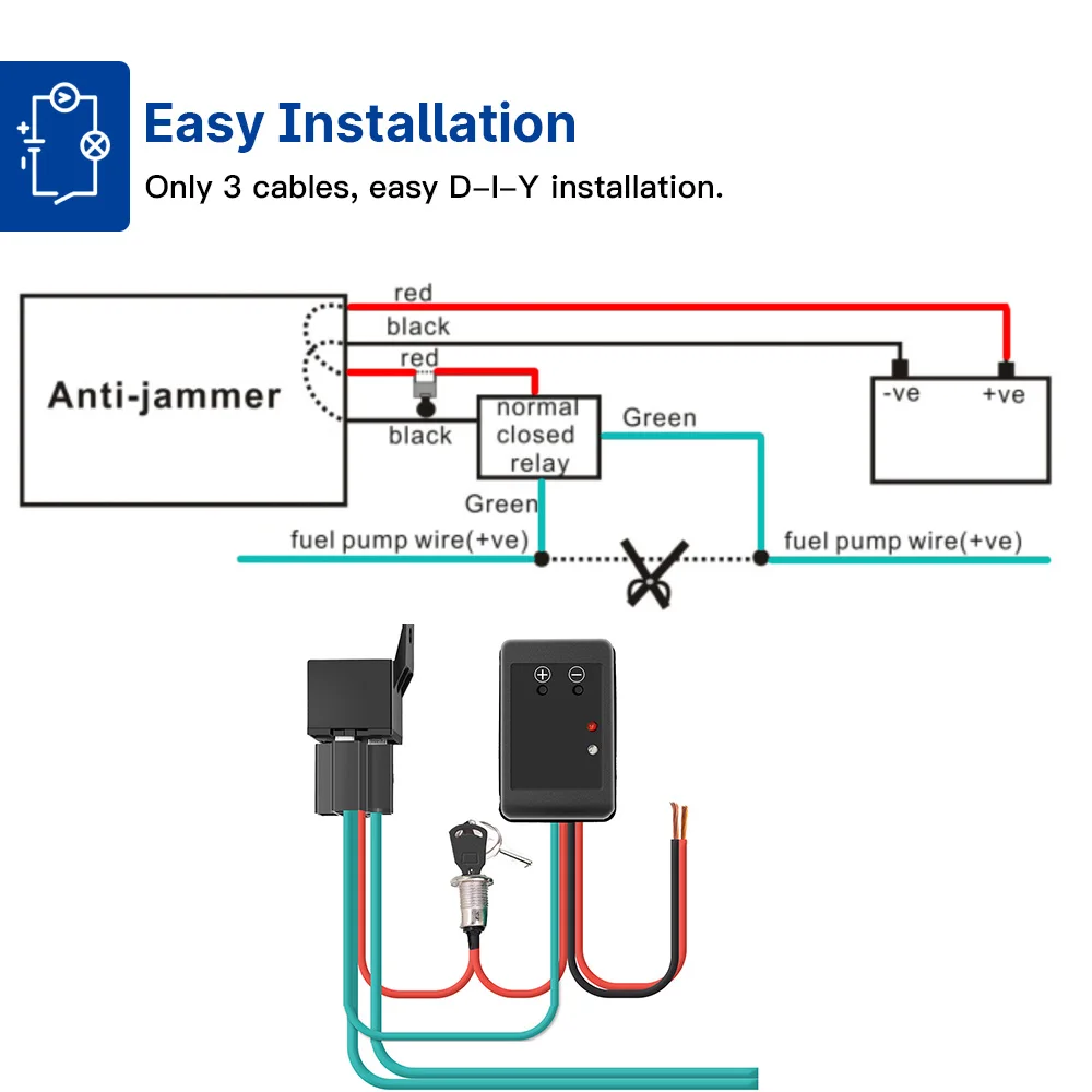 Vjoycar 12V  Wireless Relay Immobilizer for cars Anti-Jammer Car Anti Theft system