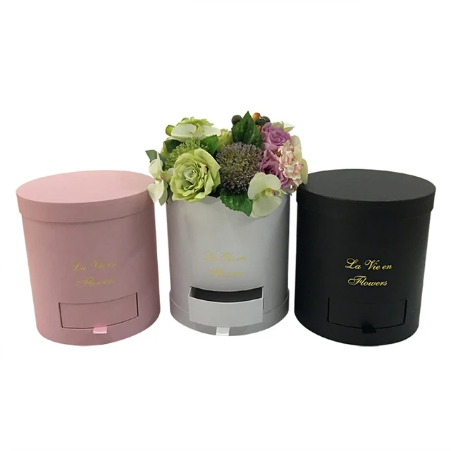 Luxury Custom Bouquet Gift Round Hat Flower Gift Box with Drawer