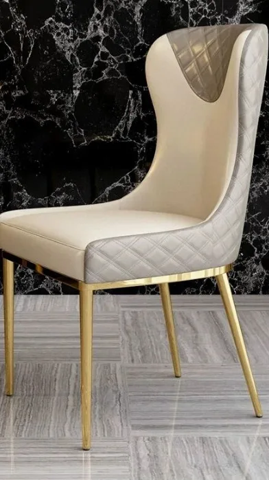 Modern Luxury Gold Stainless Steel Restaurant Chair Pu Leather Dining ...