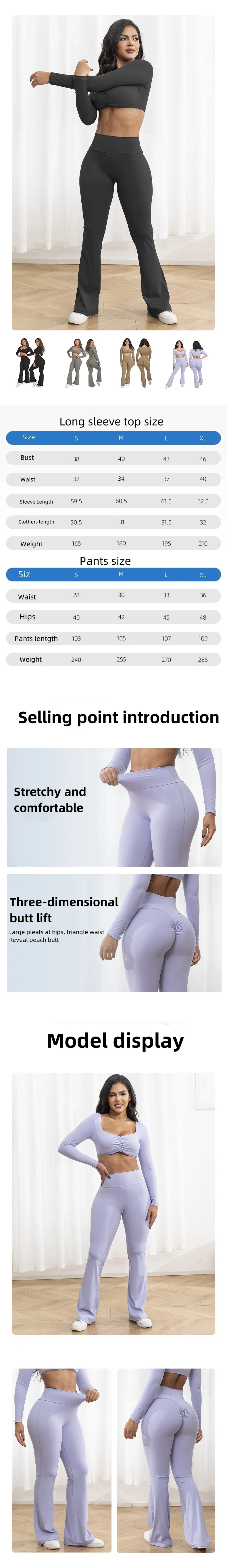 product sportswear wear sportswear yoga sports long sleeve tops  high waist flared pants suit womens fitness yoga pants wear conjuntos-57