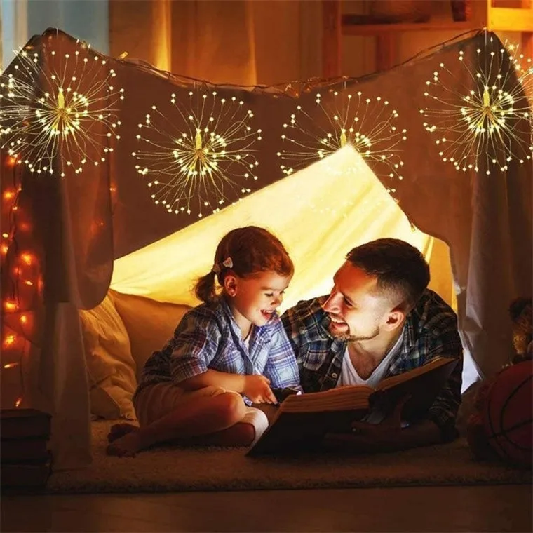 Ghirlanda Luminosa A Fuochi D'Artificio Con Telecomando, 120 LED, 8 Modalità, Impermeabile, Per Natale E Feste, Decorazione Giardino