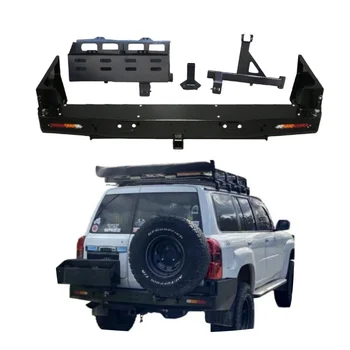 YBJ car accessories Steel Rear Bumper Bar For Nissan Patrol Y61 2005+ Safari Iron Guard 4x4 Black Offroad partol Bullbar