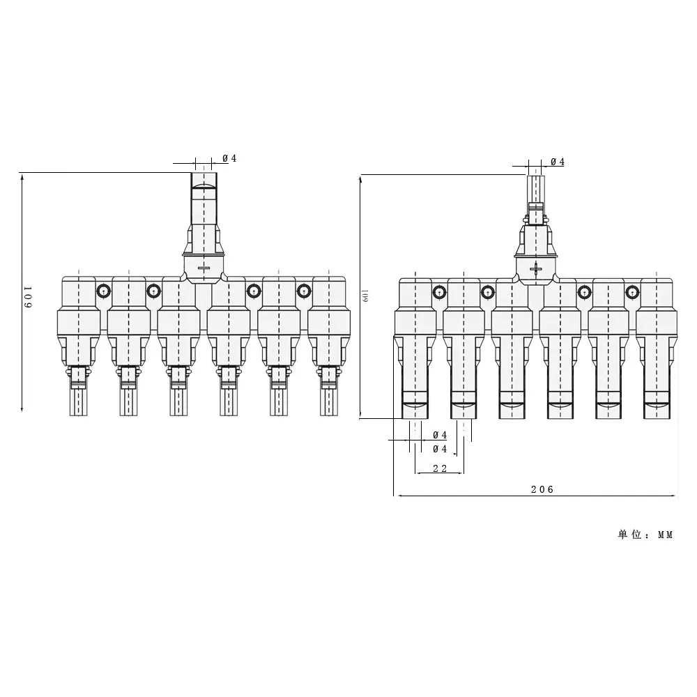 One In Four Solar Panel Connectors Male Female Parallel Branch Connectors ODM OEM 19