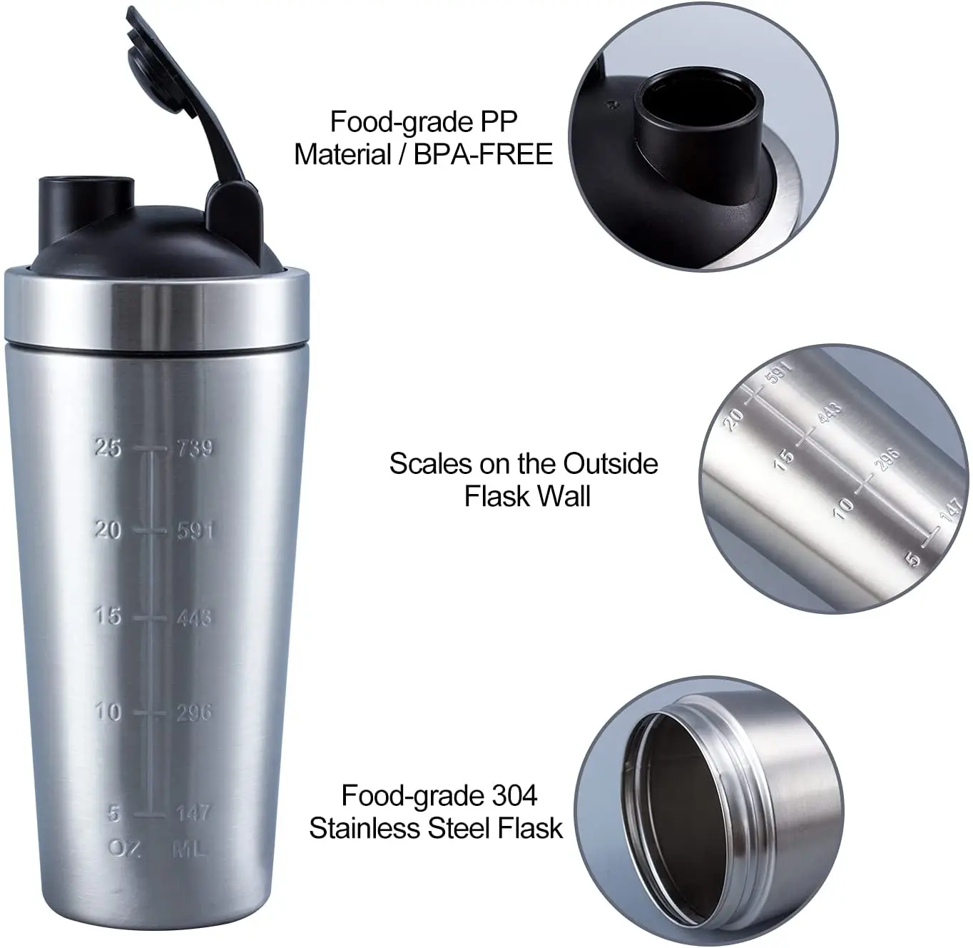 Shaking Milkshake Mixing Cup, Blender Shaker Bottle With Stainless