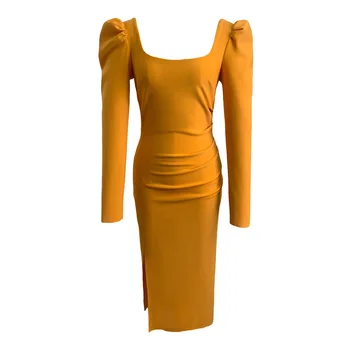 ZYHT 5504 Wholesale Womens Dress Solid Color Elegant Casual Long Sleeve  Dresses Women Bodycon Dresses