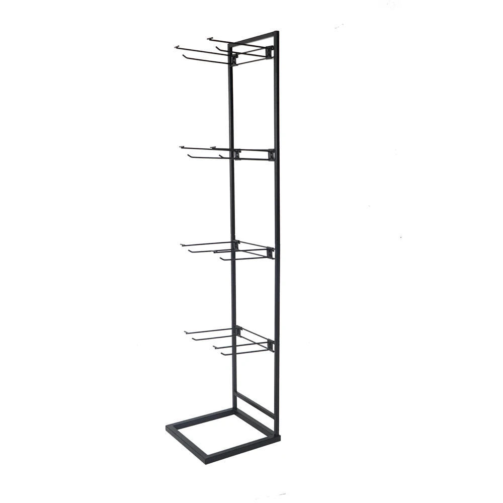 Sachet Display Racks Free Standing Retail Snack Bag Hanging Display Stand with Hooks 4 Layers