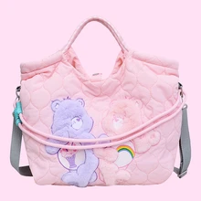 Kawaii Carebear Large Capacity Bag Teddy Bear Shoulderbag Pink Blue Yellow  Crossbody Kids Bag Creabear Coin Purse Phone bag